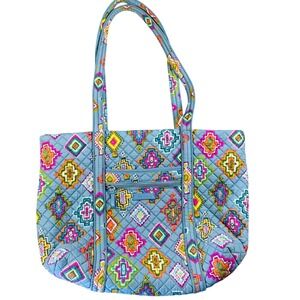 Vera‎ Bradley Geometric Painted Medallion Tote Bag Gray Quilted Shoulder Purse